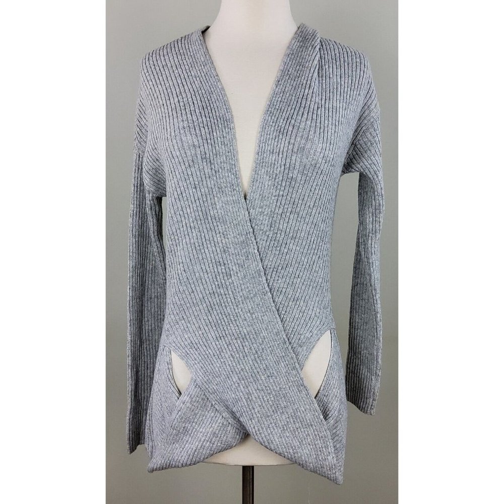 Zella Women's Wrap Sweater Twist Front Grey Size Xs